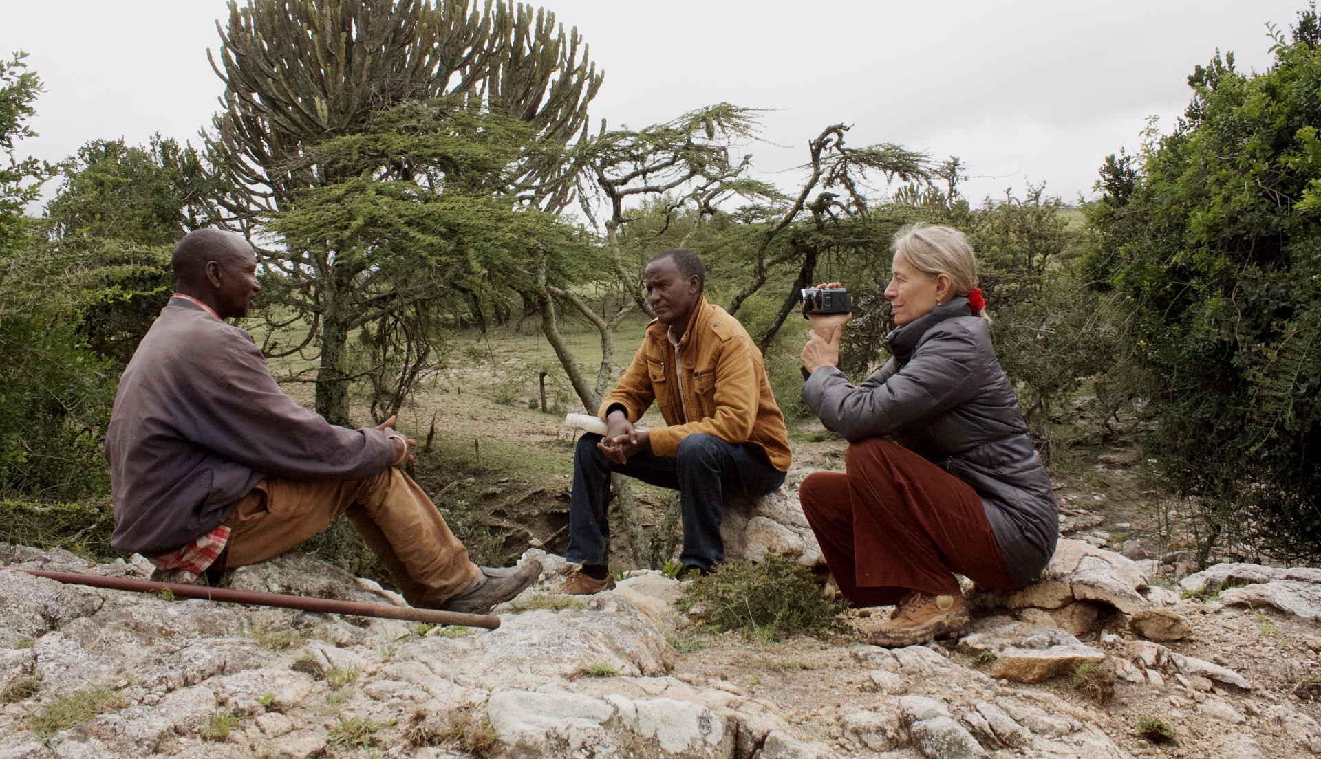 Kenny Matampash and Lucie Hubert interviewing Charles Saitabau